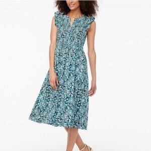 J Crew Poplin Smock Midi Floral Dress